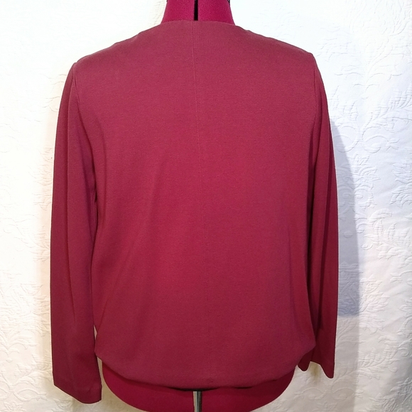 WD.NY Sz 8 Red Christmas Holiday Zip Up Rivet Stretch Blazer Jacket - Picture 4 of 9